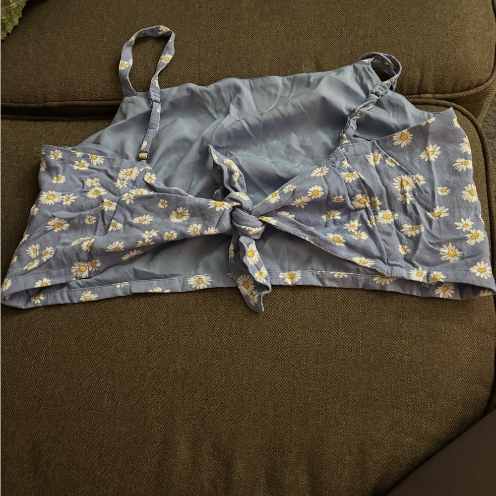 Hollister Light Blue Floral Two-Piece Crop Top and Skirt Set - Picture 3 of 3